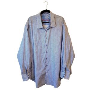Robert Graham Blue & White Geometric Print Button Down Shirt Men's Size 4XL